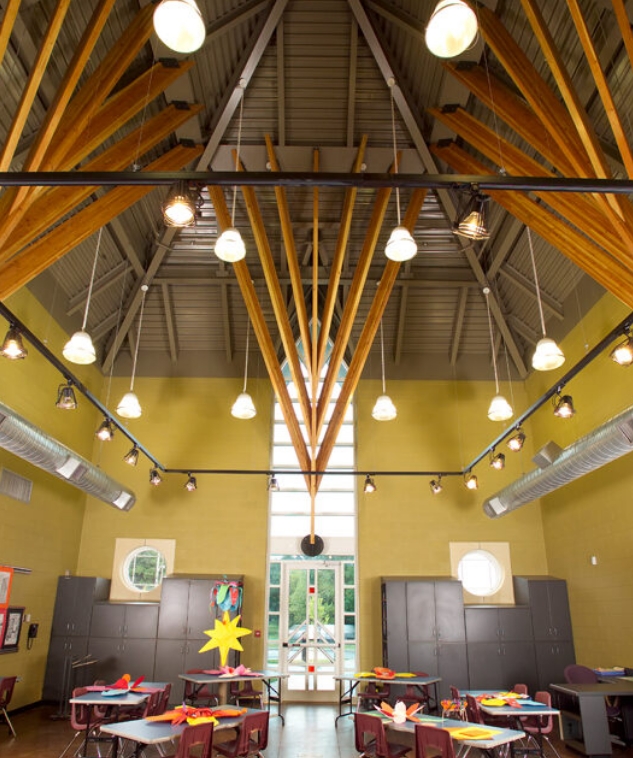 Hidden Valley High School classroom with exposed timber roof