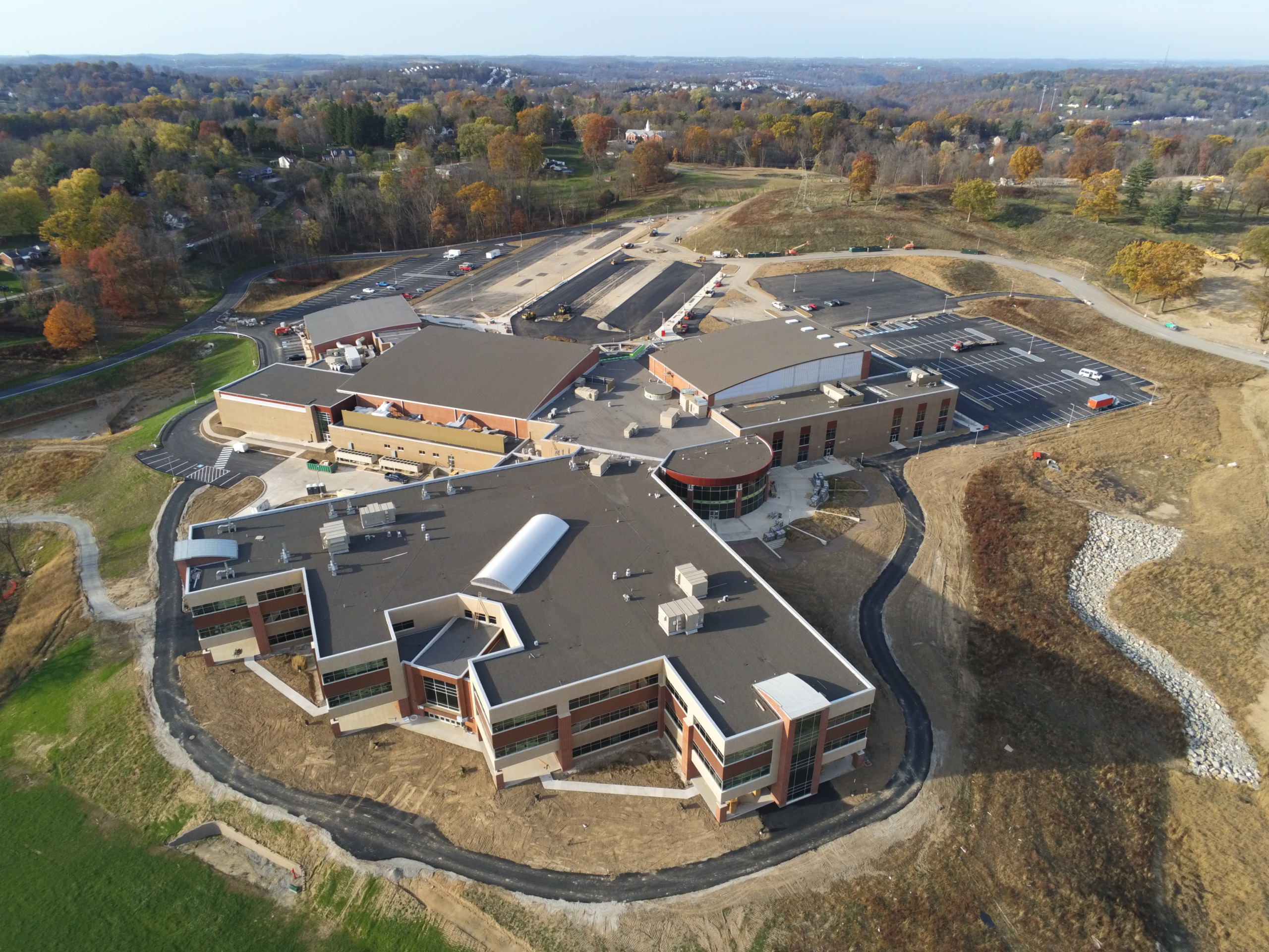 Peters Township High School from above during construction