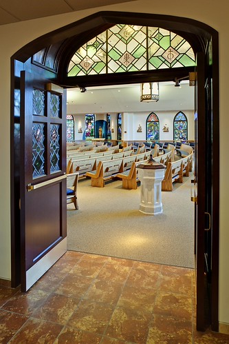 St. Joe's Catholic Church arched entry doors into the sanctuary